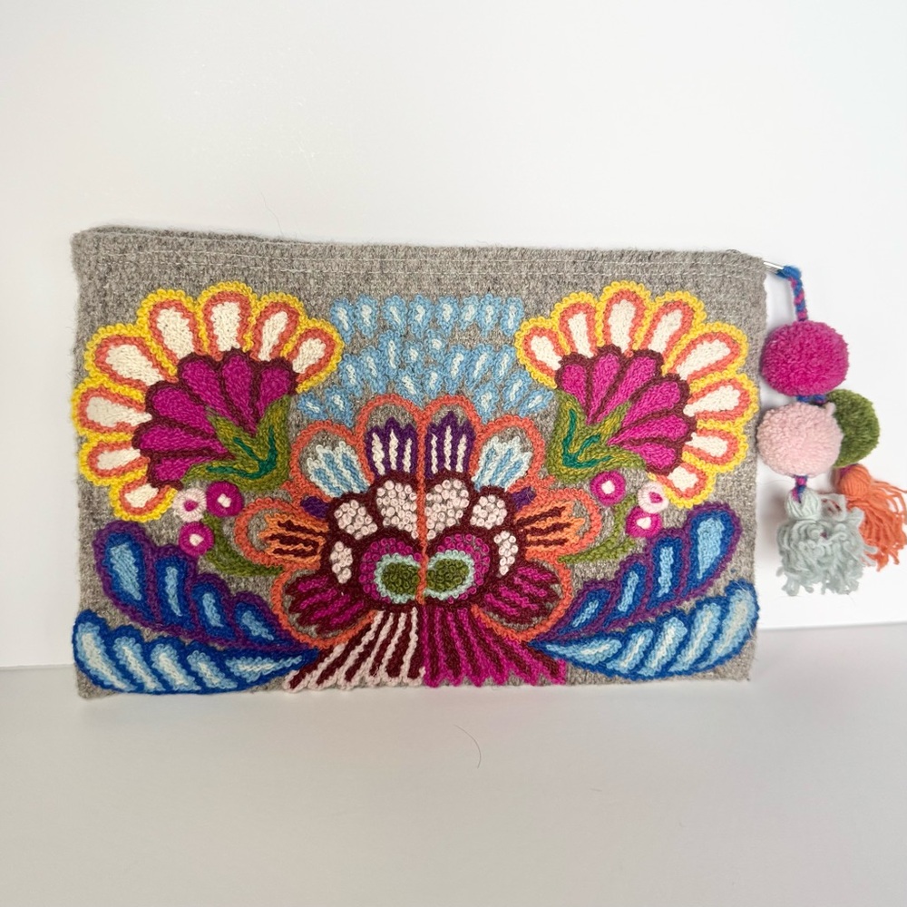 Noonday Colorful Embroidered Clutch with Tassels